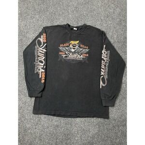 Mens Long Sleeve Sturgis Motorcycle Rally Black Hills Graphic Shirt, Size L
